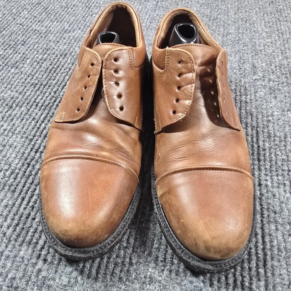 Johnston & Murphy Shoes Mens Size 10 Brown‎ Cap Toe Derby Dress Leather Italy